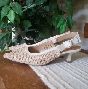 A NEW DAY White and Beige Milan Heels Size 8.5